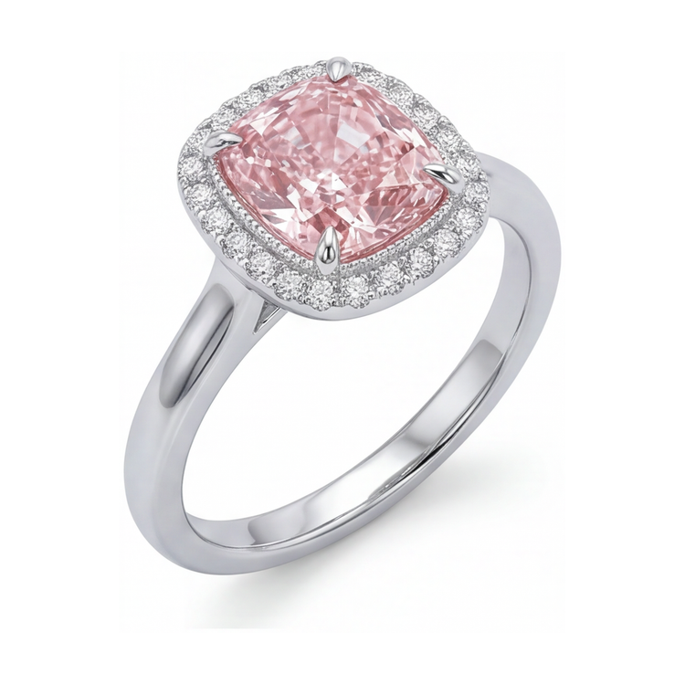 Bague de Fiançailles Diamant Rose Taille Coussin 1,21 Carat