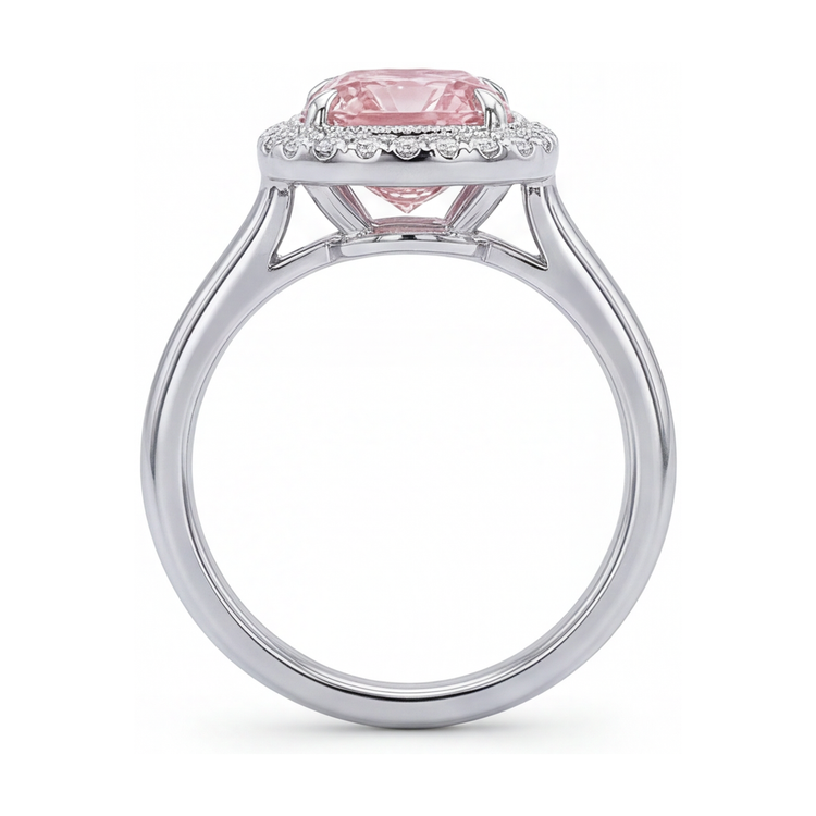 Bague de Fiançailles Diamant Rose Taille Coussin 1,21 Carat