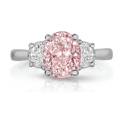 Bague de Fiançailles Diamant Rose Ovale 2,7 Carats
