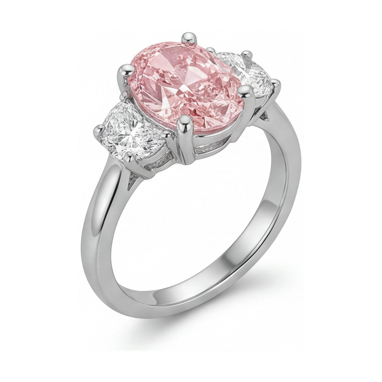 Bague de Fiançailles Diamant Rose Ovale 2,7 Carats
