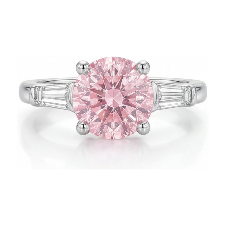 Bague de Fiançailles Diamant Rose Rond 3,1 Carats