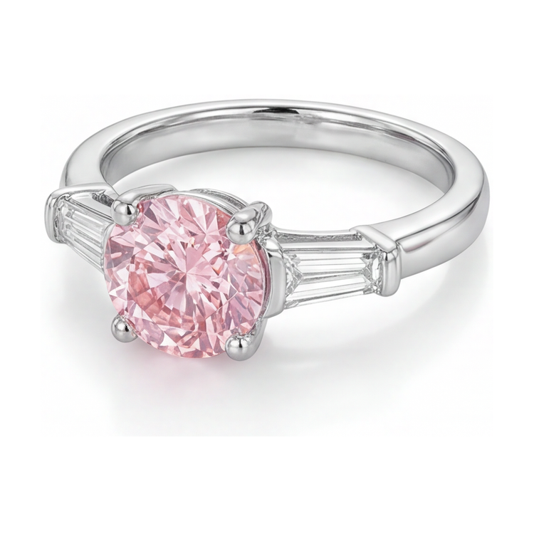 Bague de Fiançailles Diamant Rose Rond 3,1 Carats