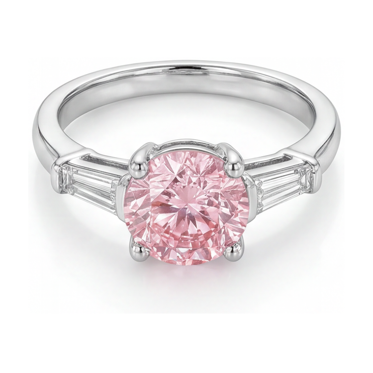 Bague de Fiançailles Diamant Rose Rond de 3,1 Carats