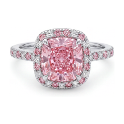 Bague de Fiançailles Diamant Rose Taille Coussin 3,2 Carats