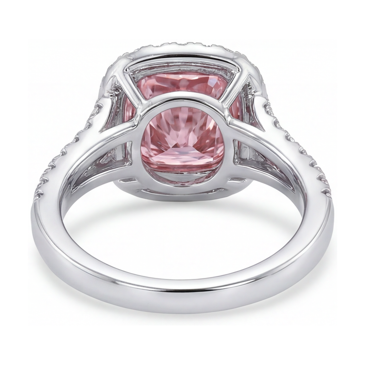 Bague de Fiançailles Diamant Rose Coussin 4,1 Carats