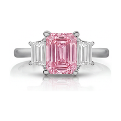 Bague de Fiançailles Diamant Rose Taille Émeraude 4 Carats