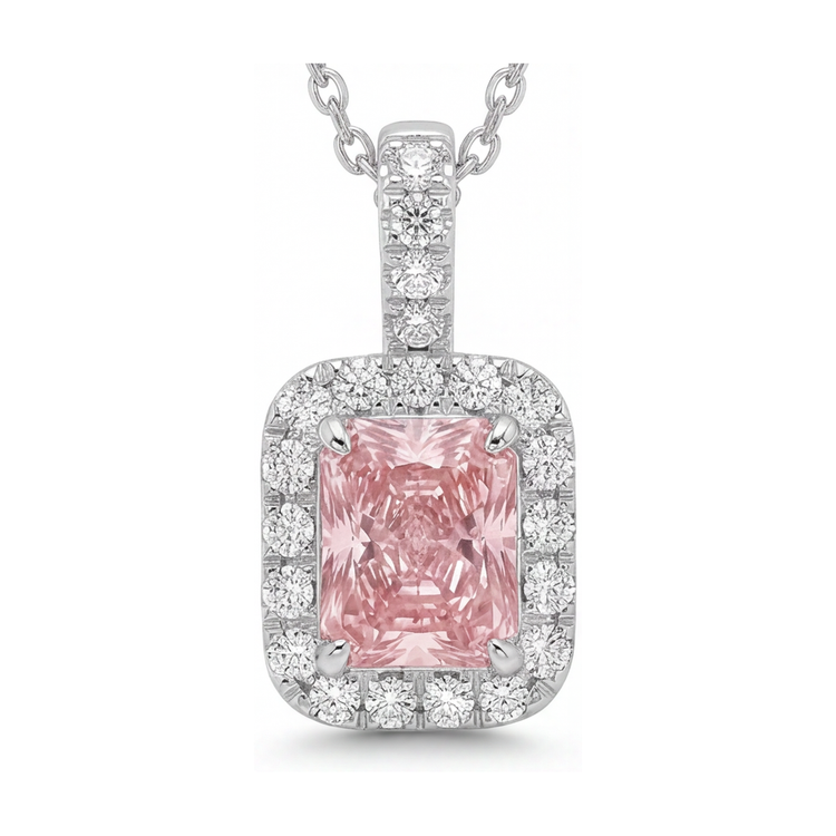 Collier en diamant rose 1,22 carat taille radiant