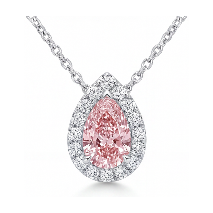 Collier en diamant rose taille poire 1,9 carat