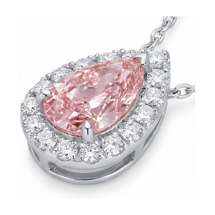 Collier en diamant rose taille poire 1,9 carat