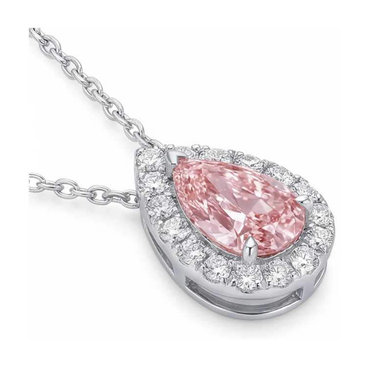 Collier en diamant rose taille poire 1,9 carat