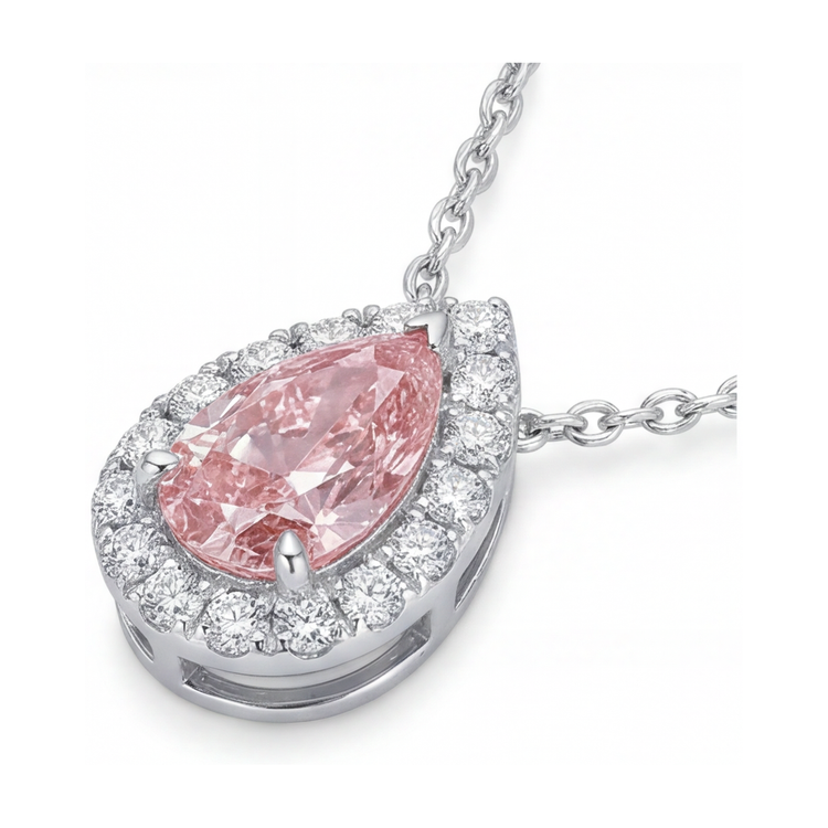 Collier diamant rose taille poire 1,9 carat