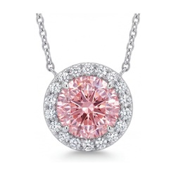 Collier en diamant rose taille ronde de 2,4 carats