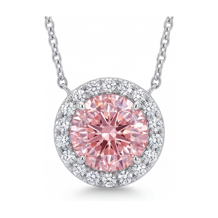 Collier en diamant rose taille ronde 2,4 carats