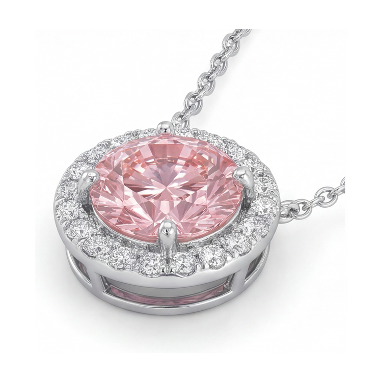Collier en diamant rose taille ronde 2,4 carats