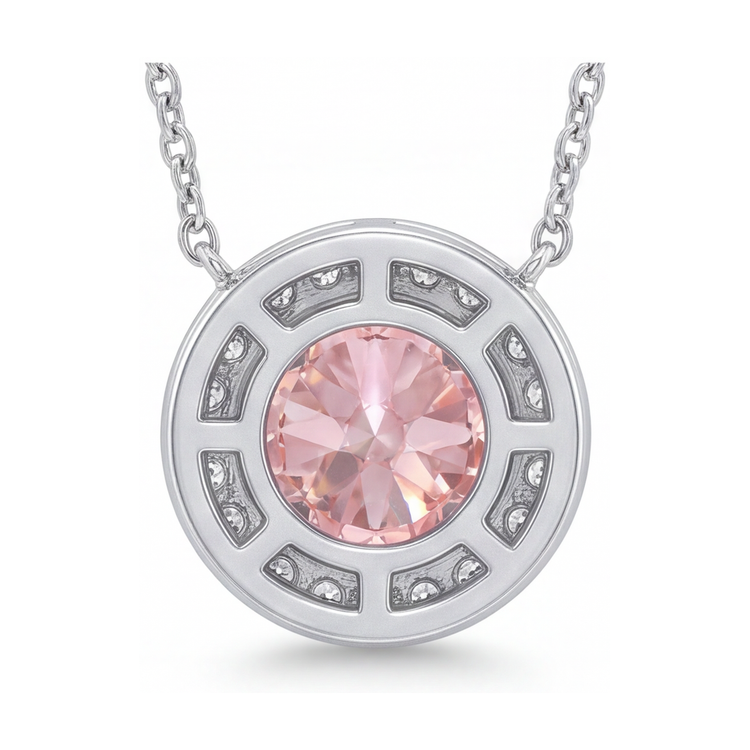 Collier en diamant rose taille ronde 2,4 carats