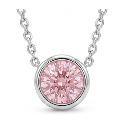 Collier diamant rose taille ronde de 2,5 carats