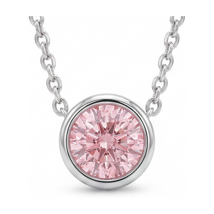 Collier diamant rose taille ronde de 2,5 carats
