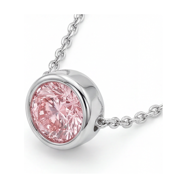 Collier diamant rose taille ronde de 2,5 carats