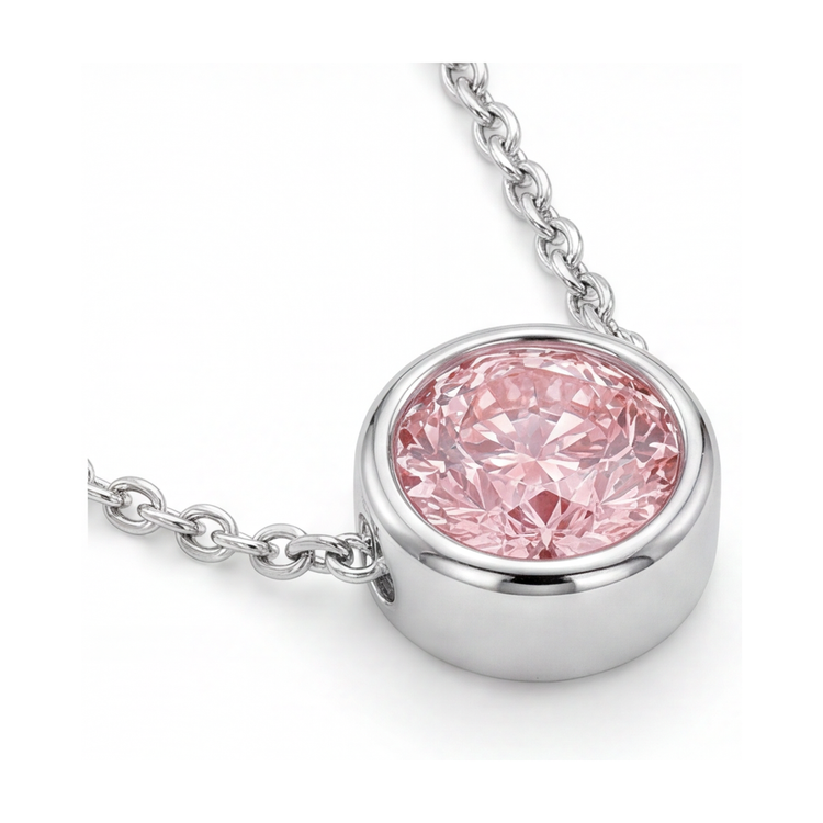 Collier diamant rose taille ronde de 2,5 carats