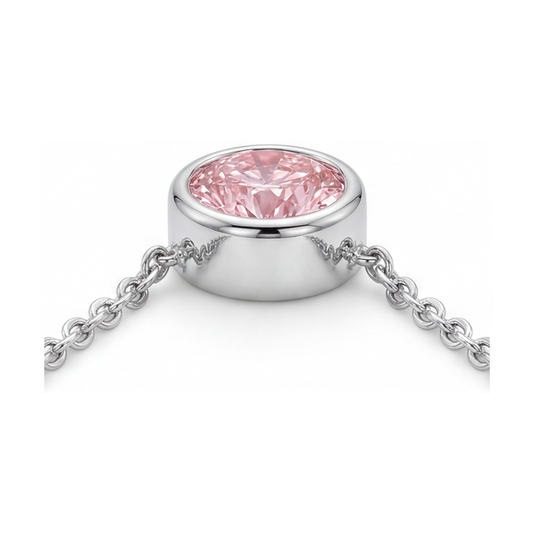 Collier diamant rose taille ronde de 2,5 carats