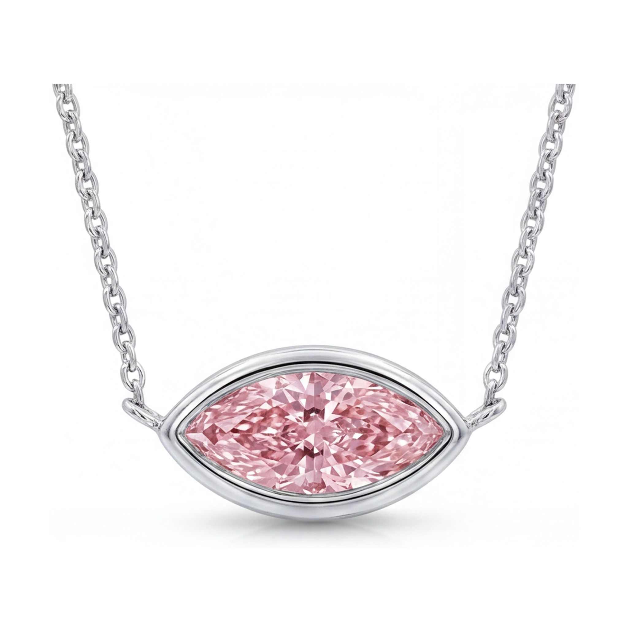 Collier en diamant rose taille marquise 2 carats