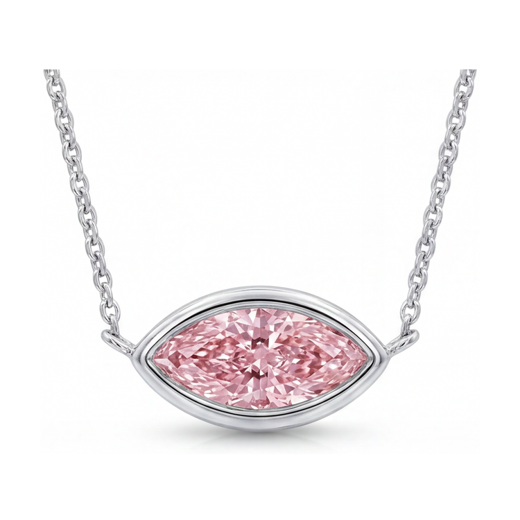 Collier en diamant rose taille marquise de 2 carats