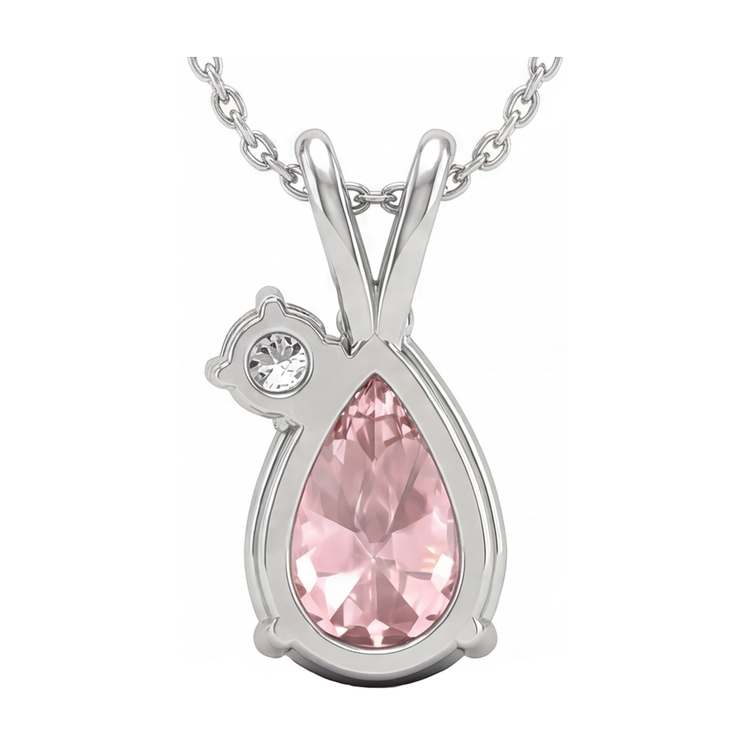 Collier pendentif en diamant rose 3,15 carats taille poire avec bélière ornée