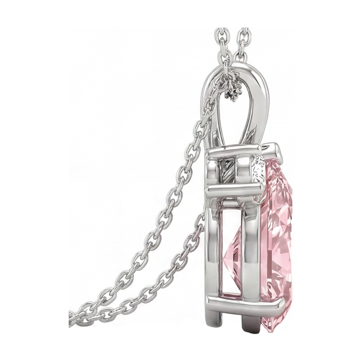 Collier pendentif en diamant rose de 3,15 carats avec bélière ornée taille poire