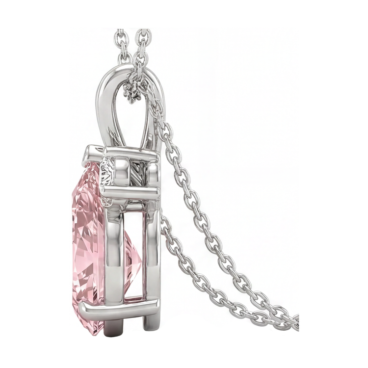 Collier pendentif en diamant rose de 3,15 carats avec bélière ornée taille poire