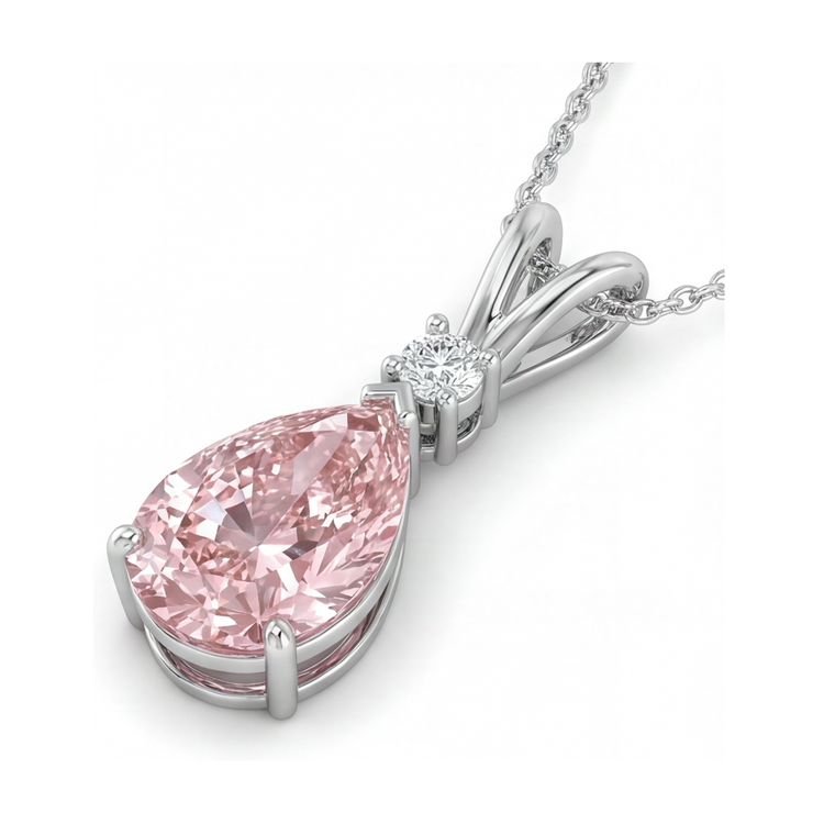 Collier en diamant rose taille poire 3,15 carats
