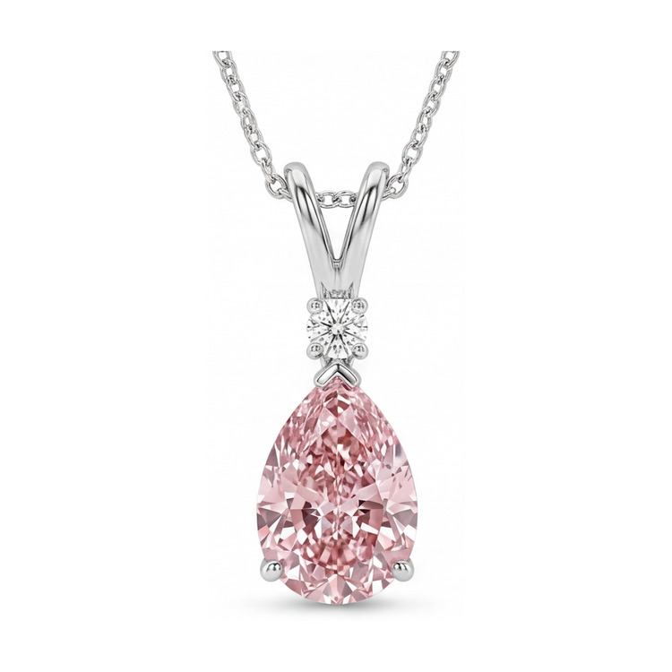 Collier en diamant rose taille poire 3,15 carats