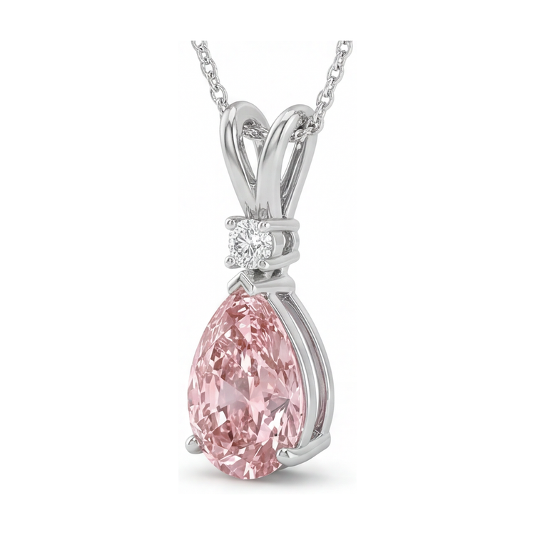Collier en diamant rose taille poire 3,15 carats