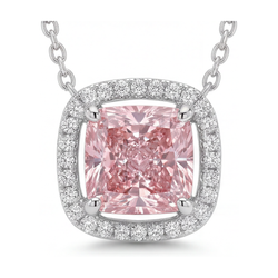 Collier en diamant rose taille coussin 3,5 carats