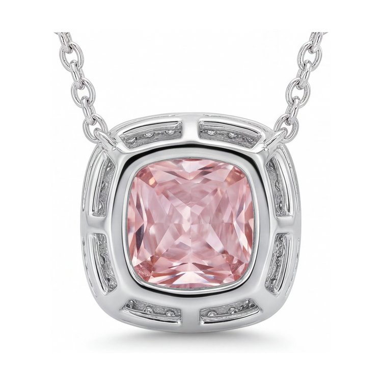 Collier en diamant rose taille coussin 3,5 carats