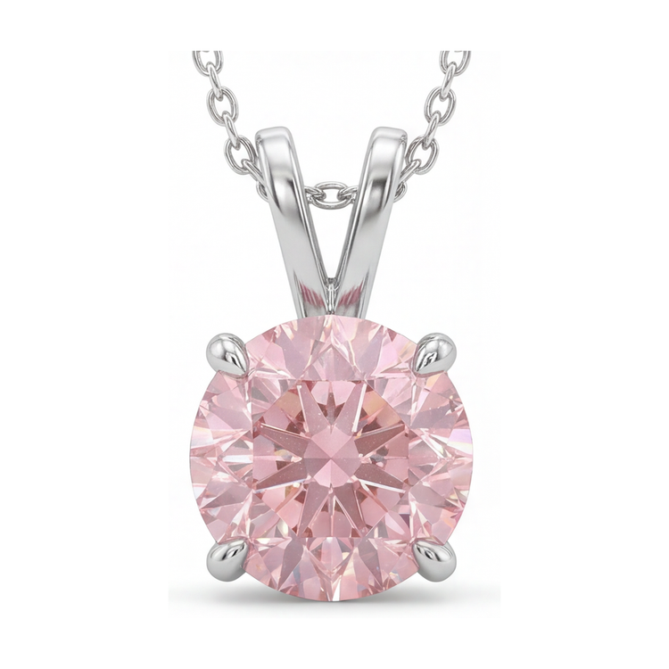 Collier en diamant rose taille ronde de 3,5 carats