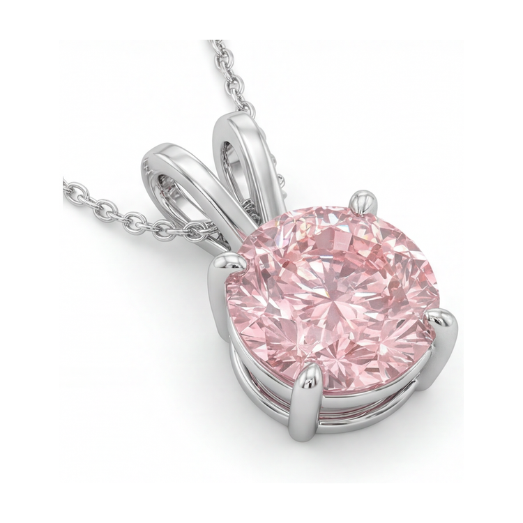 Collier en diamant rose taille ronde de 3,5 carats