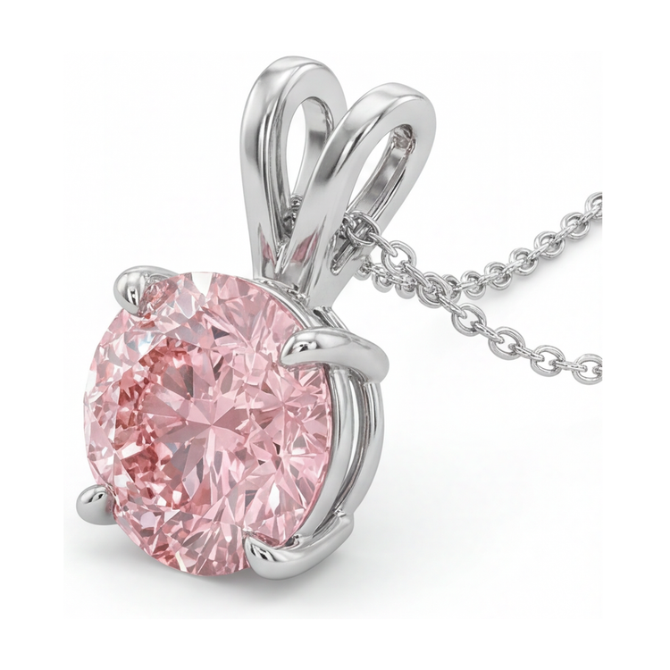 Collier en diamant rose taille ronde de 3,5 carats
