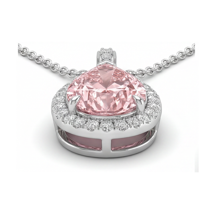 Collier en diamant rose taille poire 3,6 carats