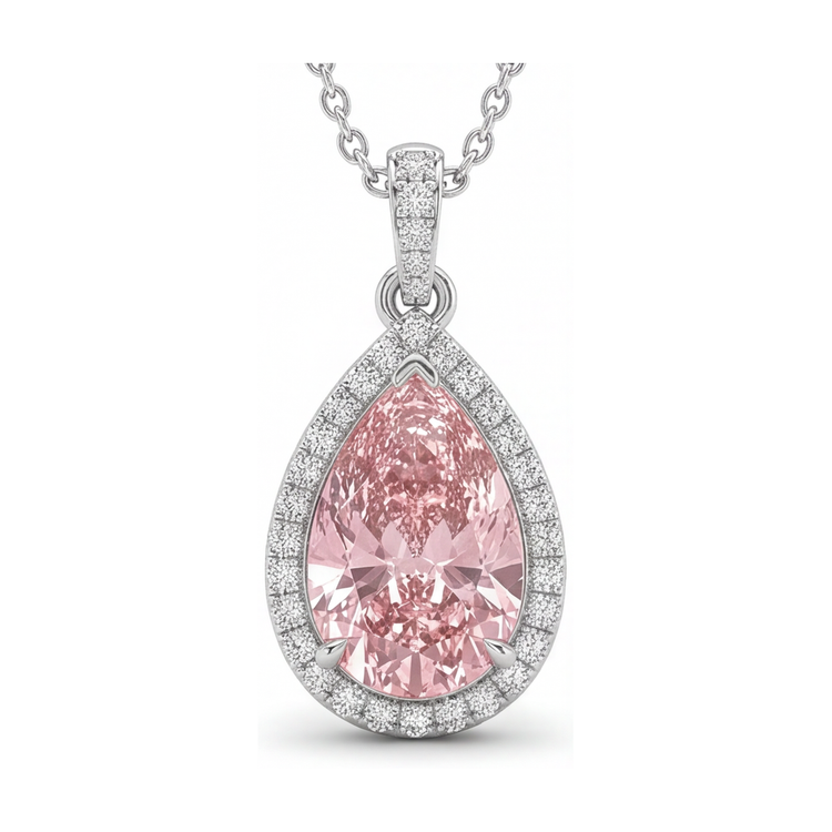 Collier en diamant rose taille poire 3,6 carats