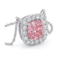 Collier diamant rose taille coussin 3 carats