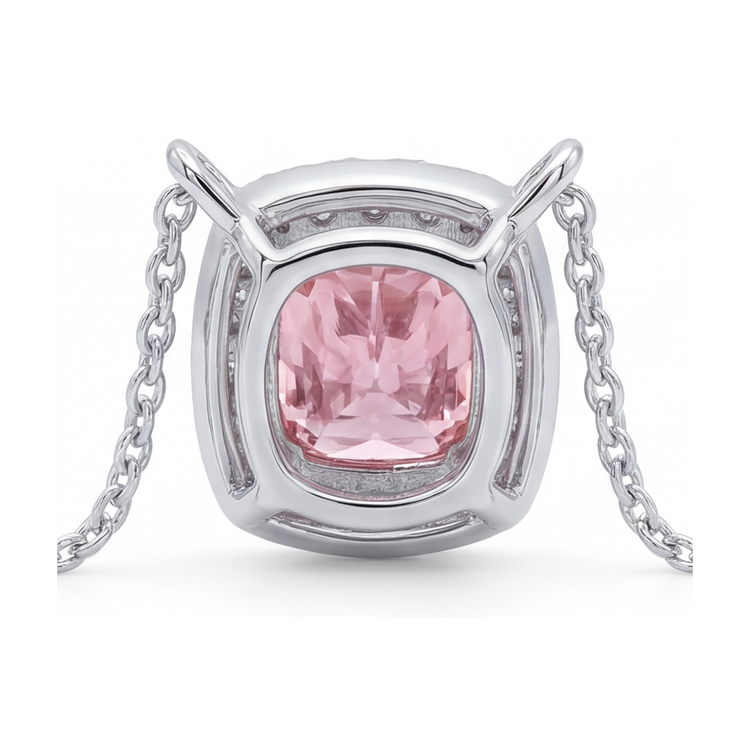 Collier diamant rose taille coussin 3 carats