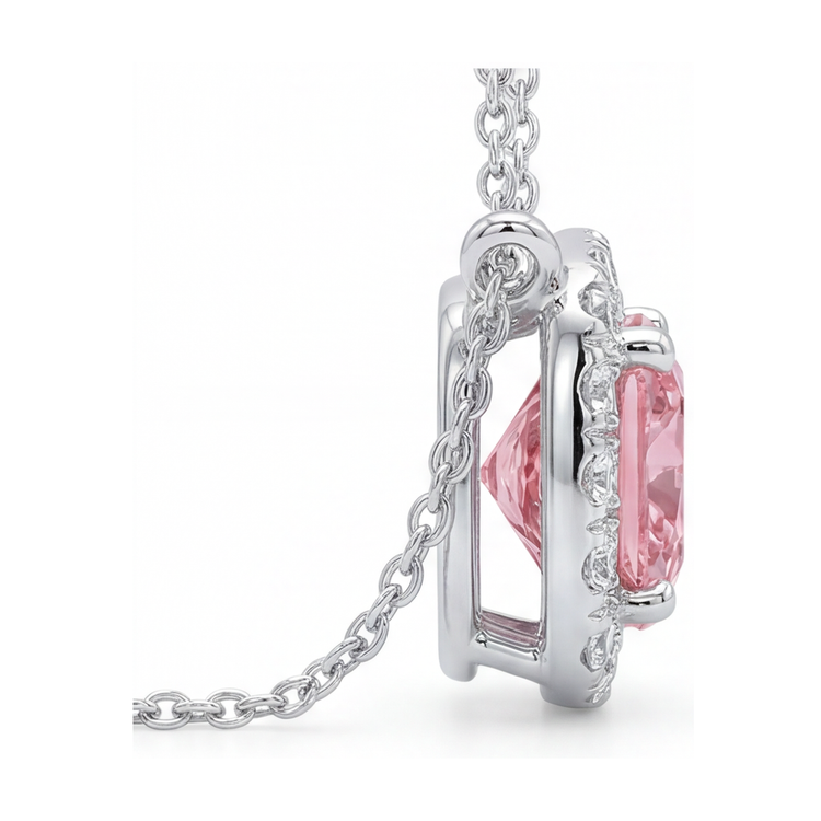 Collier diamant rose taille coussin 3 carats