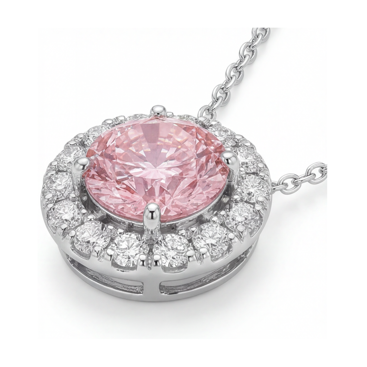 Collier en diamant rose rond de 3 carats