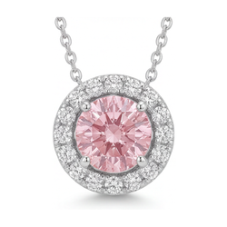 Collier diamant rose taille ronde 3 carats