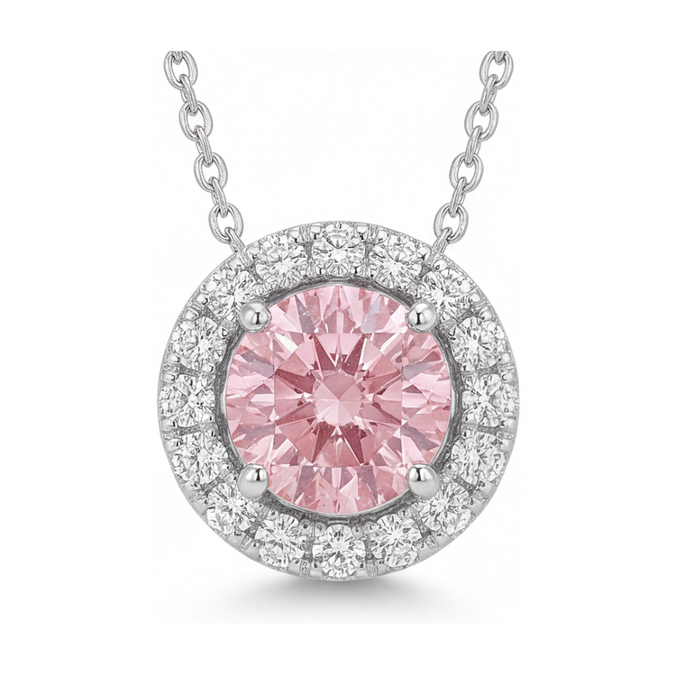 Collier diamant rose taille ronde 3 carats