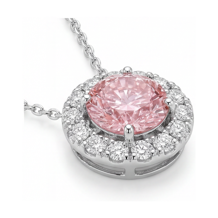 Collier en diamant rose rond de 3 carats