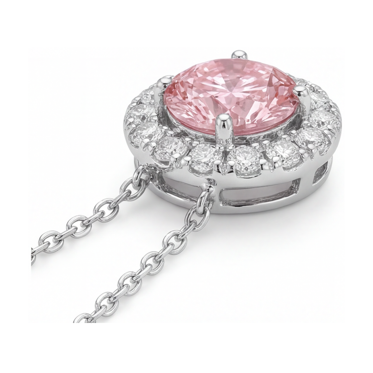 Collier en diamant rose rond de 3 carats
