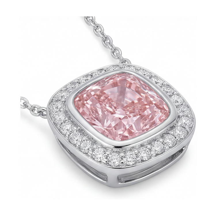 Pendentif en diamant rose taille coussin de 4,6 carats