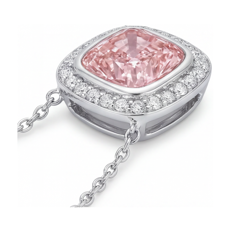 Pendentif en diamant rose taille coussin de 4,6 carats