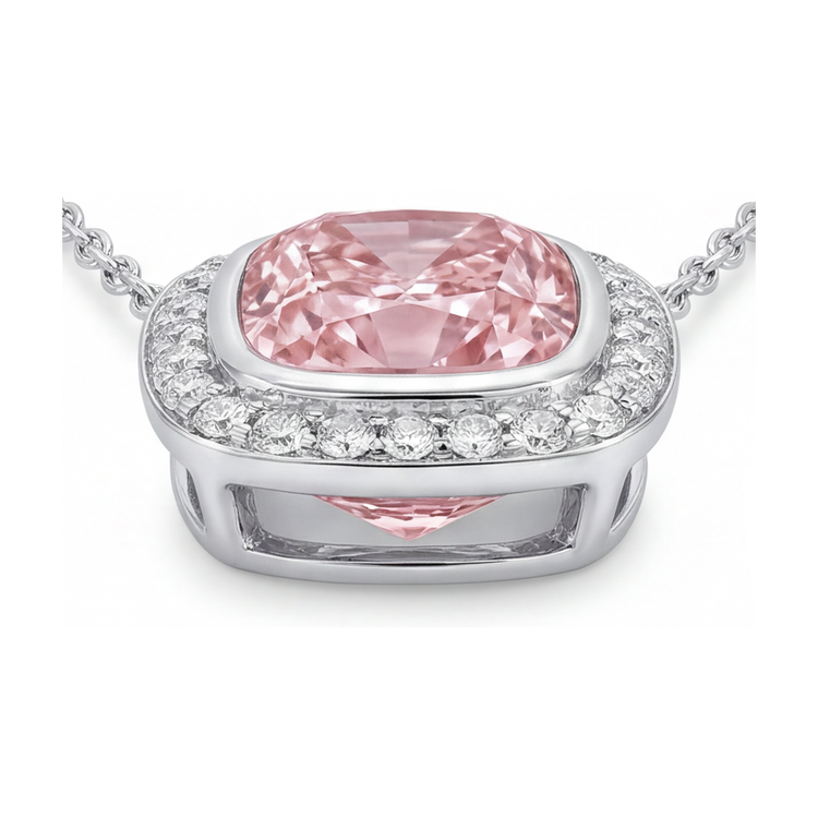 Pendentif en diamant rose taille coussin de 4,6 carats